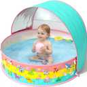 Baby Pool with Canopy, Foldable Kiddie Pool, Pop Up Toddler Pool with Shade-Collapsible Beach Pool for Baby, Portable Summer Water Play for Indoor Outdoor Backyard Beach, Orange-2 