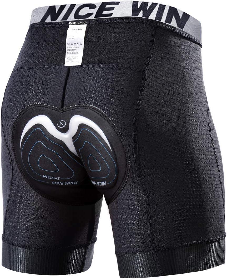 NICEWIN Mens 4D Padded Bike Shorts Anti-slip Leg Cycling Underwear Wide WaistBand Biking Bicycle Motorcycle Underpants (X-Large, Black)
