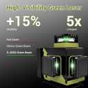 Laser Level 360 Self Leveling, 3x360° 3D High Brightness Green Laser Level, Lazer Leveler Tool for Picture Hanging, 2*3600mAh Type-C Rechargeable Batteries, Magnetic Stand & Hard Case Included