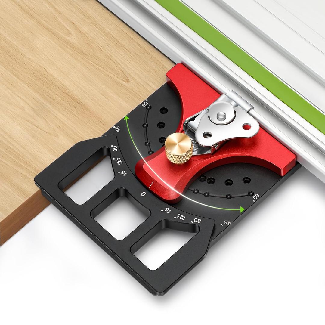 Feikeer Adjustable Track Saw Square, 60 to 60 Quick Positive Angle Stop, Track Saw Rail Square Compatible with Festool/Milwaukee/Makita Track Saw Accessories, for Miter Cutting