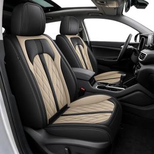 For Hyundai Tucson Seat Covers 2016 2017 2018 2019 2020 2021 Custom Fit for Tucson SE/Value/Limited/SEL/Sport/Ultimate Leather Car Seat Covers Protector Anti-Slip Fast Install (5 Seats Black&Beige)