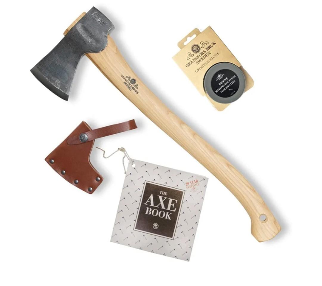 Gransfors Bruk Small Forest Axe (420) with Ceramic Grinding Sharpening Stone (4034) - Bundle (2 Items)