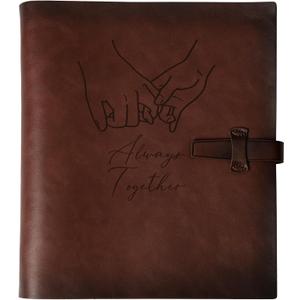 Photo Album 4x6 200 Photos, Genuine Leather Photo Albums with Writing Space with 30 Writing Paper, Travel Family Wedding Kids Graduation Ultrasound Baby Picture Album Scrapbook Photo Album Hold Hands