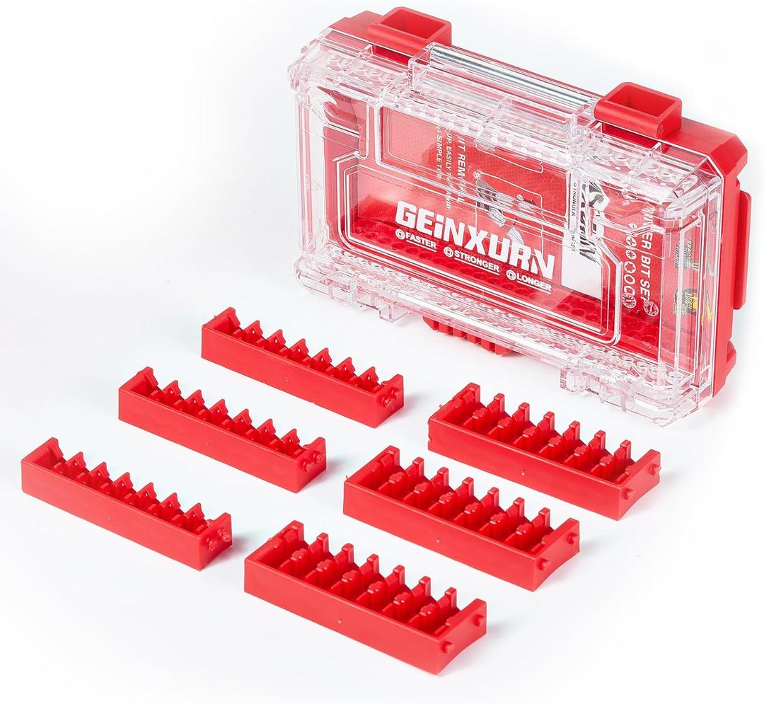 Geinxurn 1Pc Red Storage Box Case, small parts box with detachable divider, Screwdriver Bit Set Box