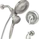 Moen Engage Multi-Function Handshower and Rainfall Shower Head Trim Combo with Handle, Tub Spout, Metal Hose and Valve, Brushed Nickel, 82304SRN