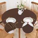 Mulilai Elastic Brown Round Outdoor Tablecloth 60 Inch Non Slip Fitted Stretch Table Cover with Spandex Fabric Washable Wrinkle Free Table Cloth for Kitchen Dining Patio Decor,60" (Round), Brown