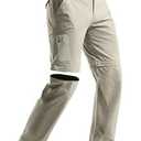 FREE SOLDIER Men's Outdoor Convertible Hiking Pants with Belt Lightweight Quick Dry Tactical Cargo Pants Nylon Spandex (Ivory White 38W x 30L)