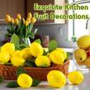 24 Pcs Yellow Fake Lemons 24 Pcs Faux Lemon Leaves Artificial Fruits Lifelike Simulation Fake Lemon Decor for Home Kitchen Table Cabinet Holiday Party Photography Props