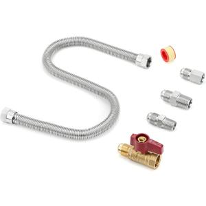 Stanbroil One Stop Gas Appliance Hook Up Kit - Brass Gas Ball Valve and Flexible Gas Connector with Fittings for Garage Heaters, Gas Stoves, Wall Mounted Heaters, Gas Fireplace and Gas Dryer