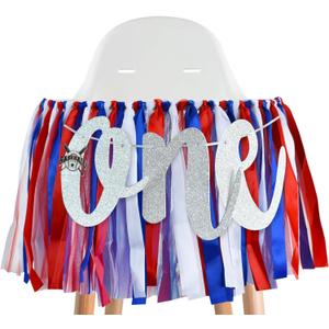 BEISHIDA 1st Birthday High Chair Banner Decorations Red White Blue Baseball Theme First Birthday Banner for Girls Boys& Baby Shower Decorations Highchair Garland