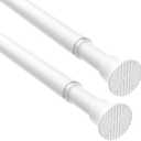AIZESI Tension Rods 18-36 inch, 2Pcs Adjustable Black Tension Rod No Drilling Small Tension Rod Spring Curtain Rod (White)