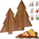 Christmas Charcuterie Board, Acaia Wooden Cutting Boards for Kitchen Decor, 2 Pack Christmas Tree Platters for Cheese Snacks Fruit Dessert Candy, Holiday Decorative Serving Tray with Gift Box