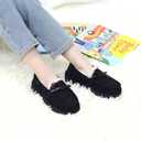 Vonair Kids Moccasin Slippers Memory Foam House Shoes Indoor Outdoor Rubber Bottom Slippers for Boys Girls (Black)