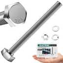 1/4-20 x 2-1/2" Hex Head Bolts Screws with Nuts, Flat & Lock Washers, 304 Stainless Steel Bolts and Nuts External Hex Drive Full Threaded 1/4 Bolt (10Sets)