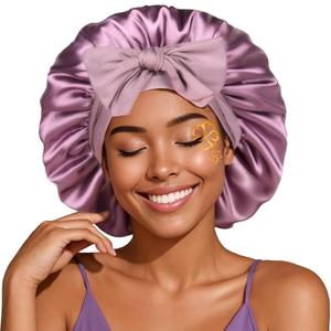 YANIBEST Silk Bonnet for Sleeping Women, Satin Hair Bonnet with Tie Band, Night Sleep Cap Wrap for All Hair Types Purple