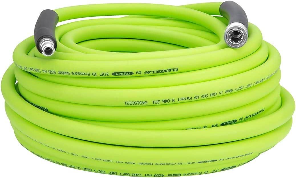 Flexzilla HFZPW426100Q-E 4200 PSI, 100' Pressure Washer Hose, 3/8 in. x 100 ft, ZillaGreen