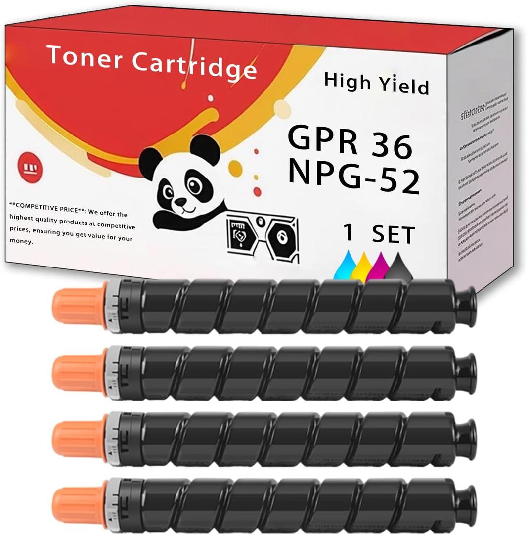 GPR 36 NPG-52 EXV34 Toner Cartridge Compatible for Canon 3782B003AA 3783B003AA 3784B003AA 3785B003AA Imagerunner Advance C2020 C2225i C2030 C2220 C2225 C2230 C2025i Printers (Multicolor)