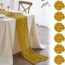 Niallant 6 Pack Mustard Yellow Cheesecloth Table Runner - 120 Inches, Rustic Gauze Table Runner for Dining, Home Decor, Wedding, Baby Shower, Bridal Decoration
