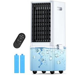 COOLECH Evaporative Air Cooler w/ 4 Modes & 3 Speeds, Waterless Alert, 2.4-Gal Tank for 20H Cooling, 12H Timer, 20FT Remote, 70° Auto Swing Windowless Air Conditioner, Portable AC Unit for Bedroom