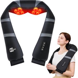 Neck Massager with Heat - Back and Neck Massager for Pain Relief Deep Tissue Shiatsu Kneading Massage Pillow, Neck and Shoulder Massager, Gifts for Men Women Mom Dad (Not Cordless)