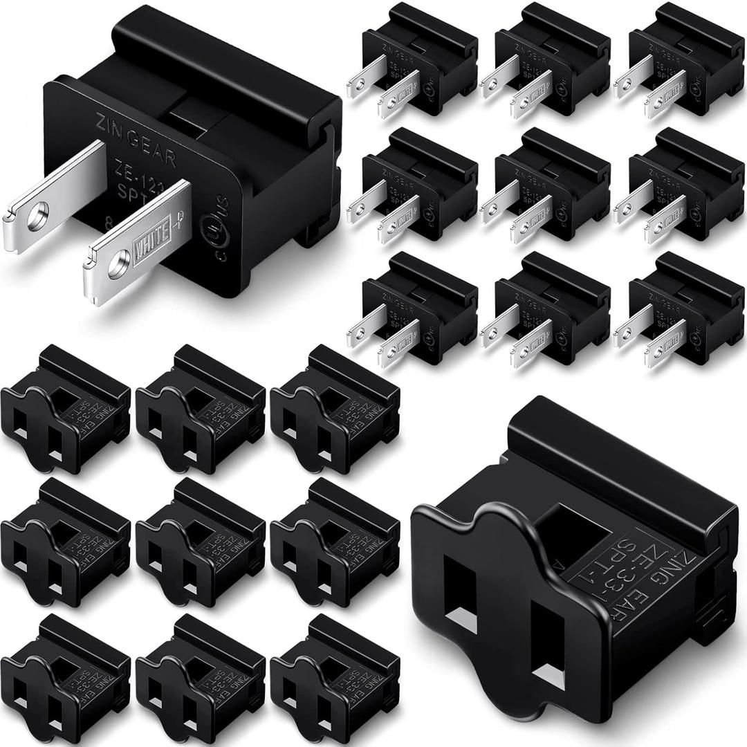 Flutesan 20 Pack Christmas Female and Male Vampire Plugs Zip Plug Electrical Gilbert Connector Male Female Slide Connector Inline Adapter for Xmas Holiday Party, Black (SPT-1)