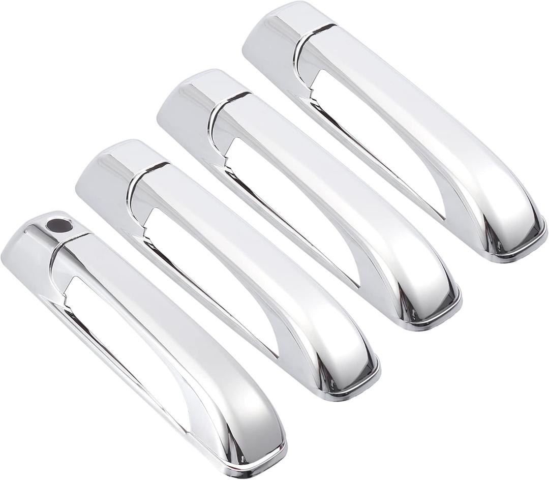 X AUTOHAUX 4pcs Chrome Plated ABS Exterior Side Door Handle Cover for Dodge for Ram 1500 2500 3500 2010-2018 for Jeep Grand Cherokee 2006-2018 - Silver Tone