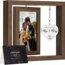 PIKPEOD Rotating Wedding 2026 Picture Frame 4x6  Bridal Shower & Engagement Gifts for Couples & Newlyweds  Mr & Mrs Personalized Gifts (brown)