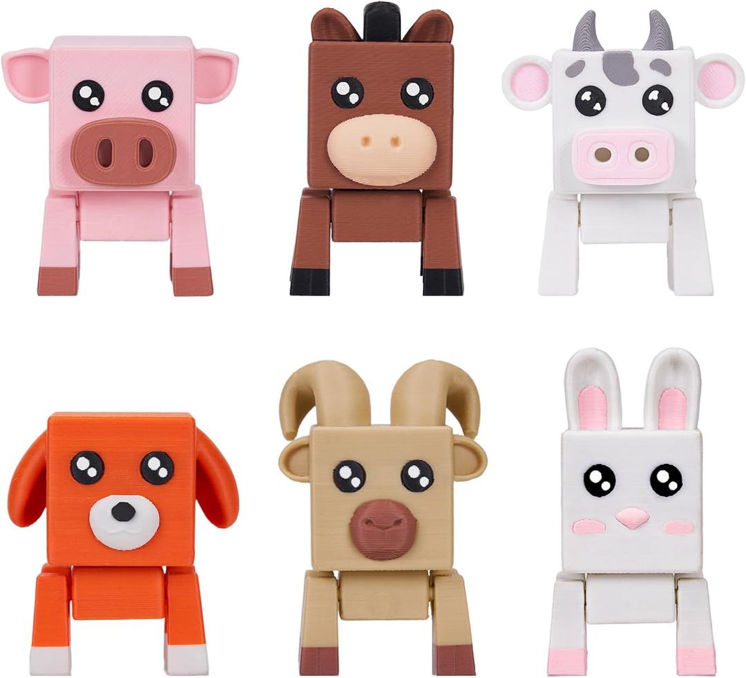 3D Printed Animals, Adorable Desk Pets for Desk Decor Gifts (Farm Animal), Miniature