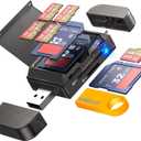 6-in-1 SD/TF Card Reader Adapter with SD Card Storage USB A & Type C Port & USB 3.0 Slots for Micro SD/SDHC/SDXC/MMC Memory Cards, Compatible with PC, MacBook, Chromebook, Android Phone, iPhone