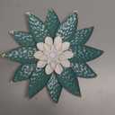 Metal Flower Wall Art Decor,10" Rustic Modern Antique Floral Sculpture, Distressed Iron Wall Hanging Home Decoration Accent Artworks for Indoor Kitchen Bedroom Living Office Outdoor Garden Patio (38B-Green)