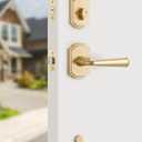 1 Pack Gold Front Door Handle and Deadbolt Set Reversible Brushed Brass Lever Entry Lock Handleset with Key Single Cylinder