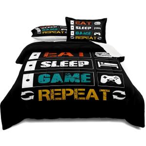lris Bedding Gaming Comforter Set Twin Size for Boys Kids Game Room Decor Video Game Gamer Comforter Teens Bedroom Gamepad Bedding Set All Season (A08, Twin)