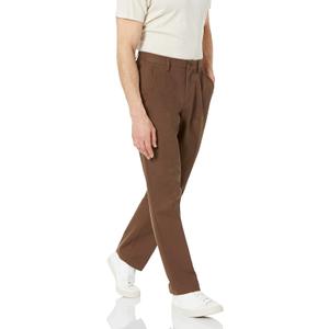 Amazon Essentials Men's Classic-Fit Wrinkle-Resistant Pleated Chino Pant (32W x 28L, Brown)