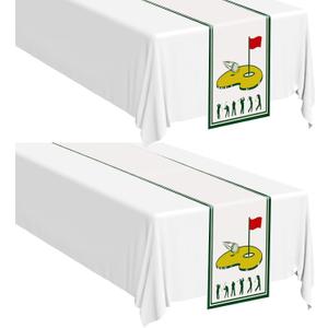 2 Pack Golf Themed Party Table Runner 13 x 72 inches Golf Birthday Sports Party Table Decorations for Dining Room Kitchen Tabletop Home Outdoor Game Events Decor