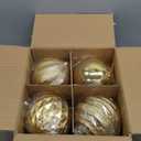 Jenaai 6 Inch Christmas Ball Ornaments 4 Pcs Large Glitter Texture Christmas Ball Decor Big Extra Large Shatterproof Hanging Ornaments for Xmas Tree Stairway Railings