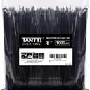 Zip Ties 8 inch Black Zip Ties 1000 Pack, Wire Ties with 50lb Tensile Strength, UV Resistant Cable Ties, Self-locking Plastic Ties for Indoor and Outdoor Use, by Tantti.