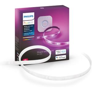 Philips Hue Lightstrip Starter Kit (6ft Light Strip, Base Plug, Hue Hub), Compatible with Alexa, Google Assistant, White