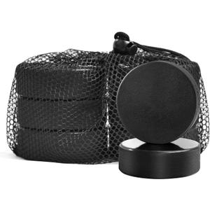 Ice Hockey Pucks with Reusable Mesh Bag, Rubber Street Hockey Puck Balls for Practicing and Classic Training, Diameter 3", Thickness 1", 6 oz, Official Regulation, Black