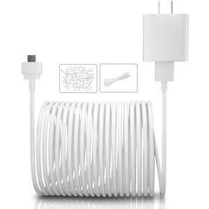 Itramax 15FT Blink Mini Charger Cable with Wall Adapter(1Pack)NOT for Blink Mini 2,Charger Brick and Micro USB End Camera Charging Extension Cord,Waterproof Long Power Supply Cables for Blink Security (White)