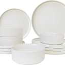 UDNORDGLOE Porcelain Dinnerware Sets for 4, 12 - Piece Ceramic Plates and Bowls Sets,Stoneware Clip and Scratch Resistant Dishware, Microwave and Dishwasher Safe, Matte White