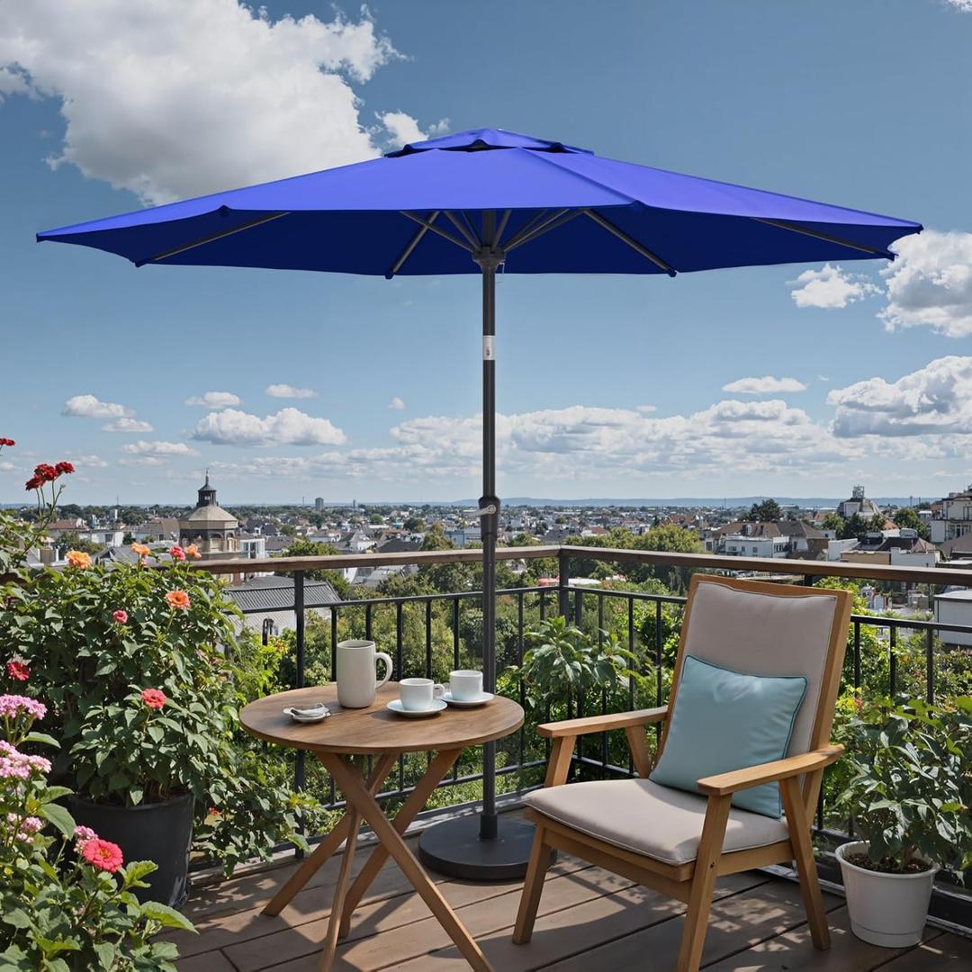 Sannwsg Patio Umbrellas, Pool Umbrella with 8 Sturdy Ribs, Outdoor Umbrella with Push Button Tilt/Crank, Deck Umbrellas, Market Umbrela Table for Backyard, Deck, Garden, Pool