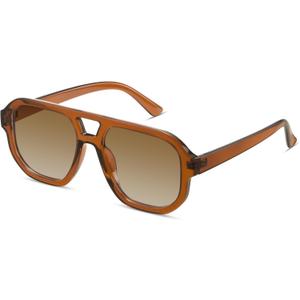 livho Trendy Polarized Square Aviator Sunglasses Women Men Square Eyewear Frame, Retro Sun Glasses for Women Men 2025 Shades (Dark Brown/ Brown)