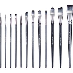 Transon Artist Paint Brush Set of 12 for Watercolor Acrylic Gouache Oil and Tempera Painting