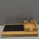 Joy&Grace Sofa Armrest Tray with Large Mug Holder, Bamboo Couch Arm Tray, Anti-Slip Couch Cup Holder Foldable Sofa Arm Table for Eating Drinks Cellphone (Color Natural)