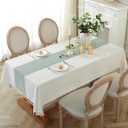 Laolitou Rectangle Tablecloth for Dining Table Rustic Farmhouse Kitchen Tables Cloth Coffee Table Cover, Cotton Linen Fabric Small Rectangle Tablecloths, Green Stripe, 55x86 Inch