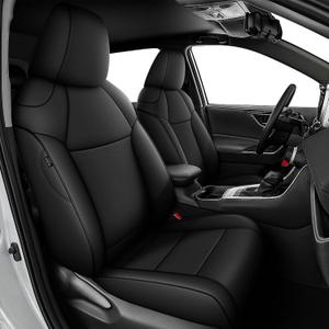 AOMSAZTO Custom Fit Seat Covers for Toyota RAV4 2019 2020 2021 2022 2023 2024 2025 LE XLE XLE Premium Limited, Custom Fit Full Set Faux Leather Black