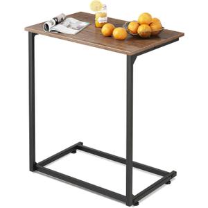 WLIVE Wide Snack Side Table, C Shaped End Table for Sofa Couch and Bed, Laptop Table, Work from Home, 26 Inch Tall, Light Brown