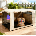 HiCaptain Dog Crate Cover 36.0" L x 23.0" W x 25.0" H with Breathable Mesh, Durable Heavy Duty Kennel Cover, Dual Zippered Panels, Windproof Waterproof UV-Resistant(Beige)