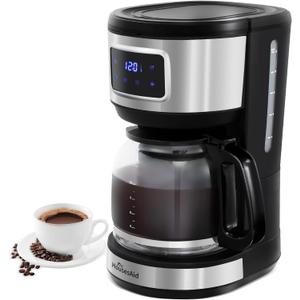 HousesAid 12 Cup Programmable Coffee Maker,Touchscreen Drip Coffee Maker-12 Cup Keep-Warm Function, Auto Shut-Off,Stainless Steel Construction,Permanent Filter,Ideal for Home and Office Use