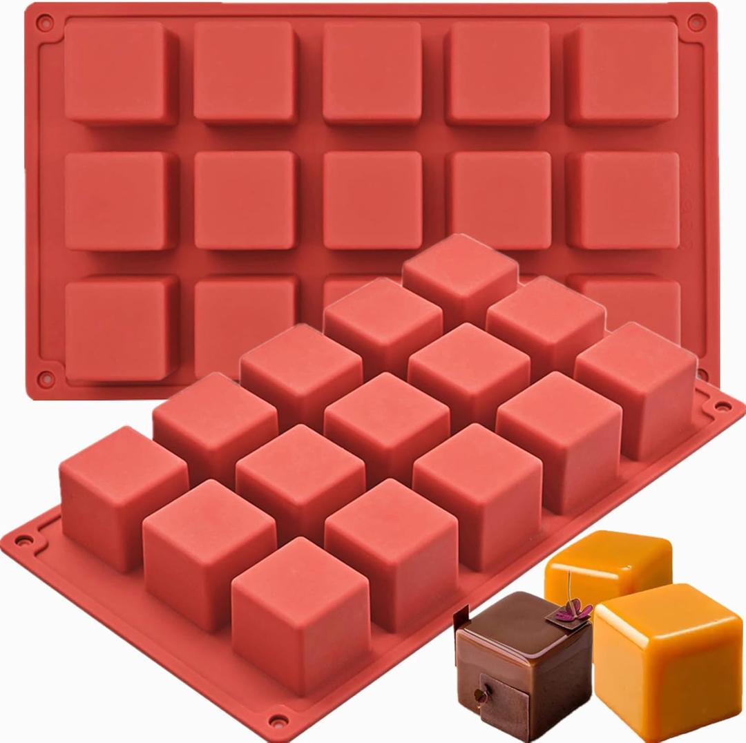 JOERSH Cube Cake Silicone Mold | 1.2" x 1.2" x 1.2" 3D Square Silicone Molds for Baking for Chocolate, Candy, Truffle, Jello, Mini Brownie Bites, Ice Cube, 30-Cavity